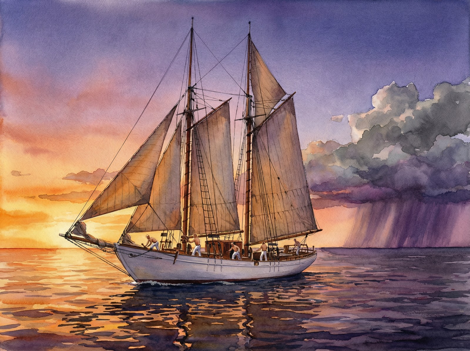 Broadside Under Full Sail