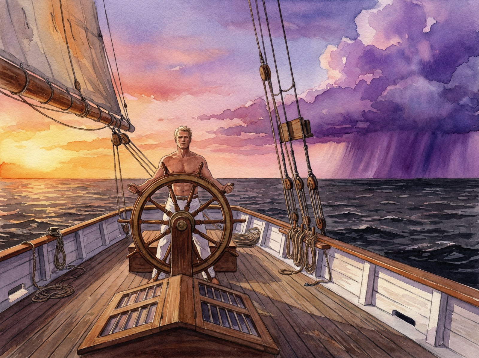 Helmsman at the Wheel