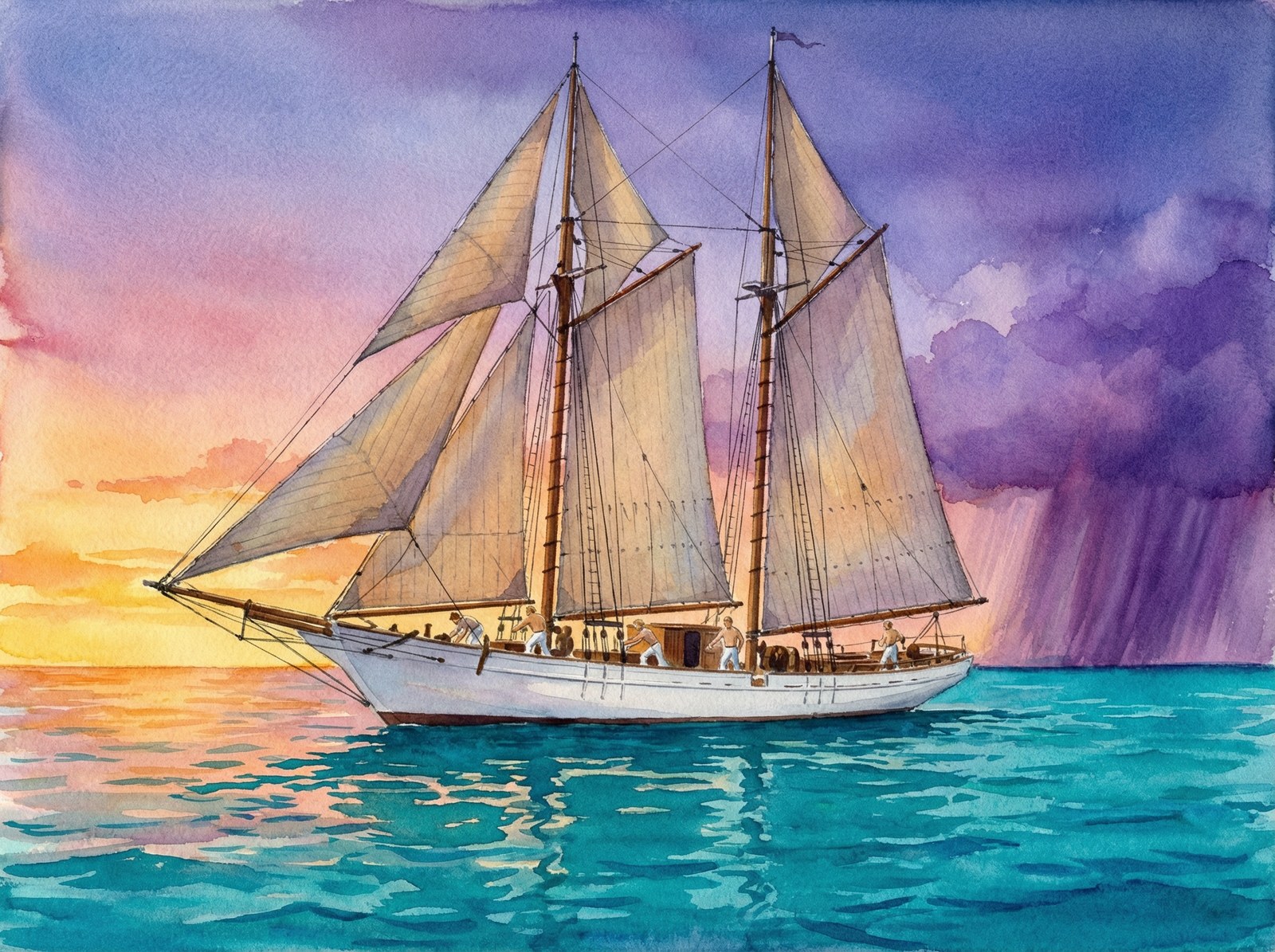 Broadside Under Full Sail