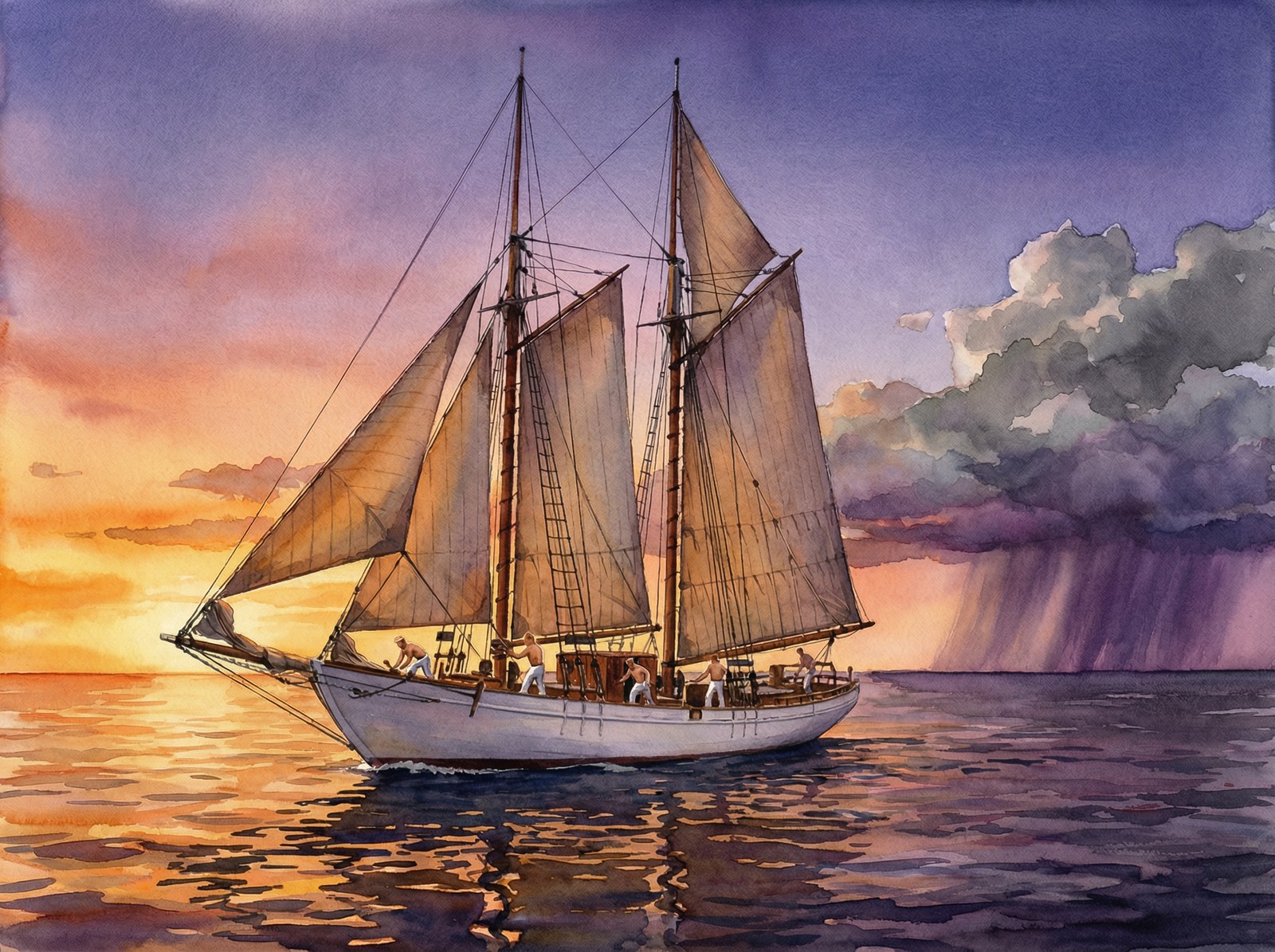 Broadside Under Full Sail